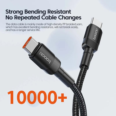 Toocki 100W Type C to USB C Cable PD 3.0 Quick Charge 4.0 Fast Charging Type C to Type C for iPhone 15 Macbook Samsung Xiaomi - Smarsty