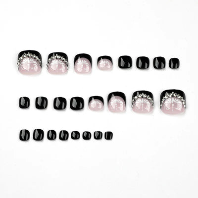 Colorful Flower Press On Nails Set with Glitter - Smarsty