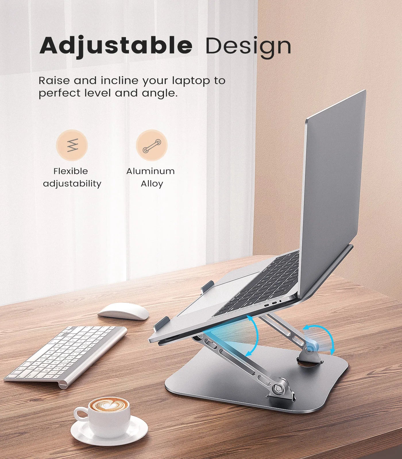 ST01 Portable 11–16-inch Adjustable Laptop Stand Computer Stand Sturdy Aluminum for Desk Foldable Laptop Holder Notebook Tablet