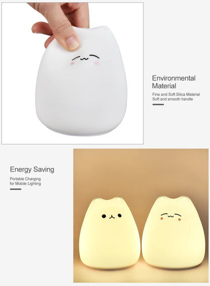 Cute Cat Night Light with Touch Sensor for Kids - Smarsty