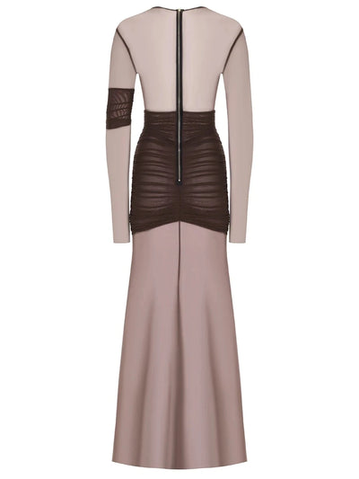 Articat Elegant Mesh Patchwork Long Sleeve Bodycon Party Club Evening Dress Sexy Double Layer Perspective Vestido Autum Clothing - Smarsty