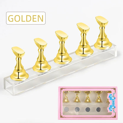 5pcs Magnetic Nail Tip Practice Holders with Crystal Base - Smarsty