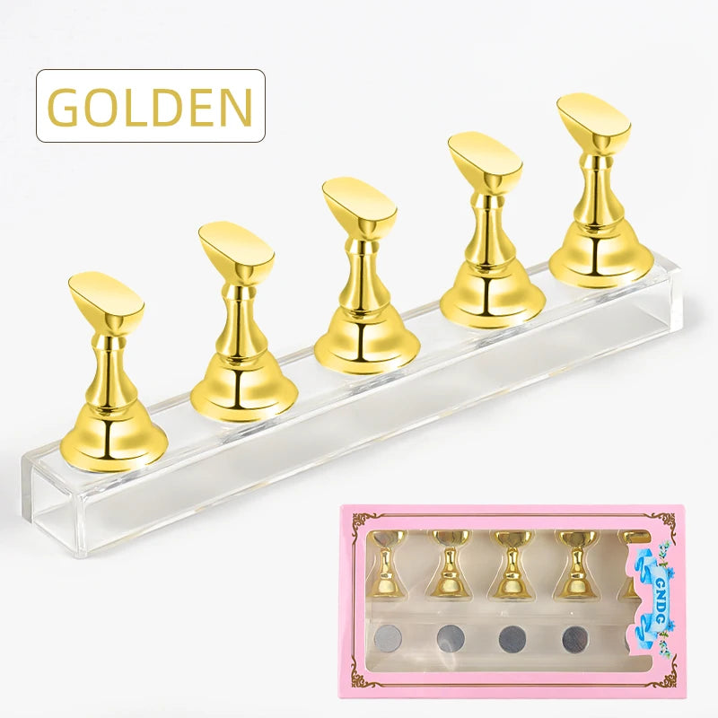 5pcs Magnetic Nail Tip Practice Holders with Crystal Base - Smarsty