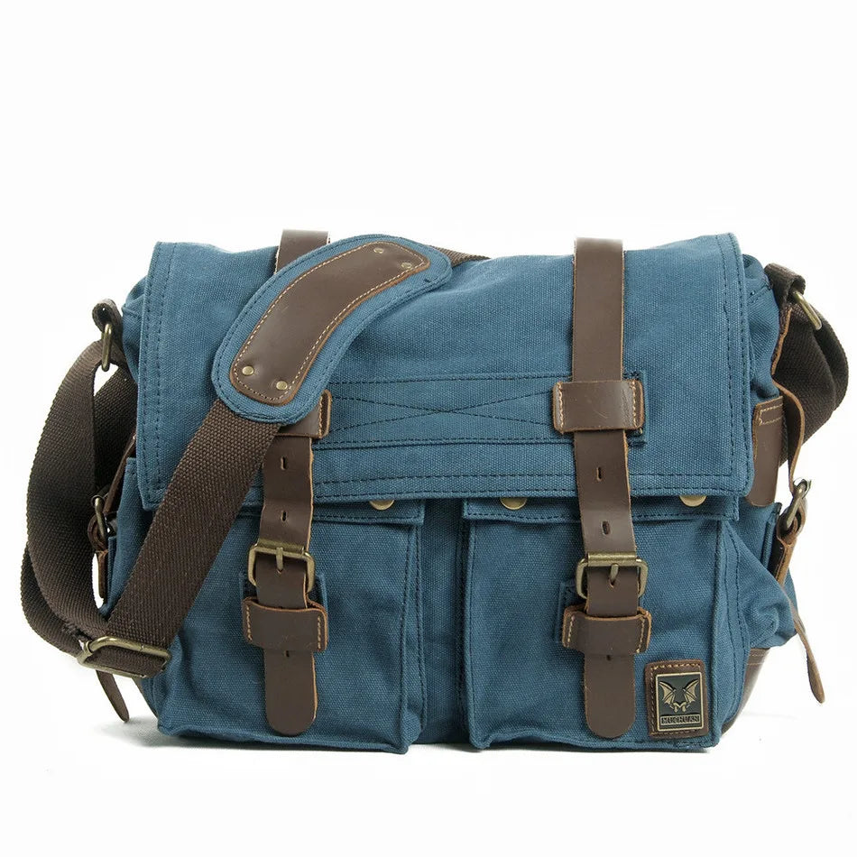 Muchuan Canvas Leather Messenger Bag For Men Laptop Case - Smarsty