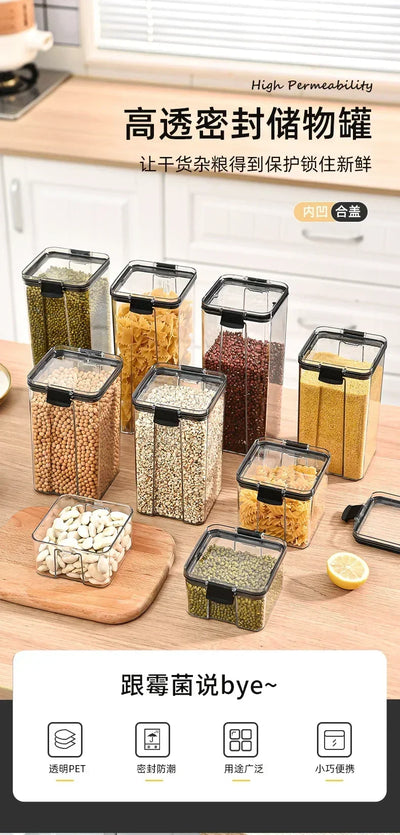460-1800ml Sets Kitchen Stackable Sealed Jar Plastic Food Storage Box Multigrain Tank Bottle Dried Fruit Tea Storage Containers by Smarsty