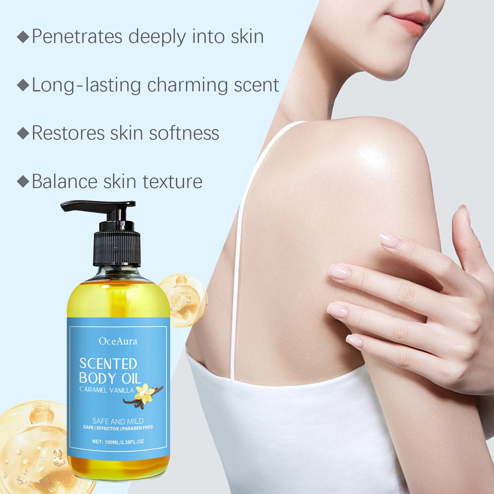 Vanilla Body Massage Oil for Deep Moisturizing and Stress Relief - Smarsty