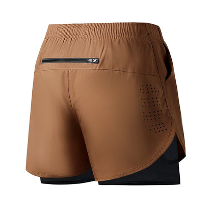 Men's Running Shorts Quick-drying Fitness Black Double Layer Shorts Men New Sport Workout Training Bodybuilding Short Pants - Smarsty