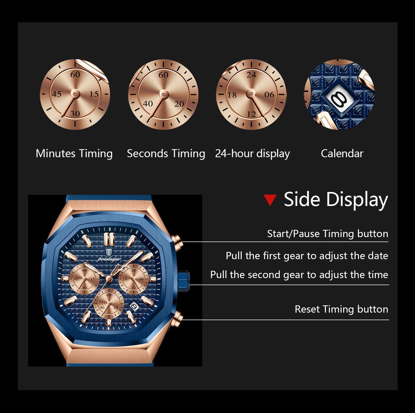 Waterproof Luminous Chronograph Watch for Men - Smarsty