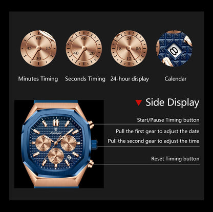 Waterproof Luminous Chronograph Watch for Men - Smarsty