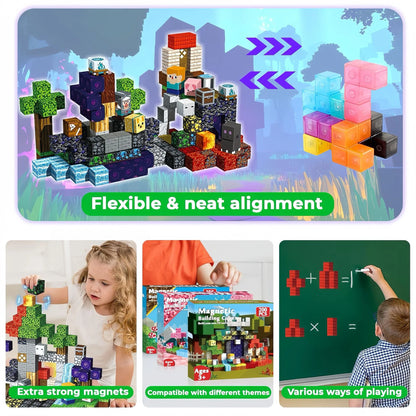 300pcs Warped Forest Magnetic Building Blocks Set, My World Figures Bricks, STEM Educational Toys for Kids, Gifts for Boys Girls