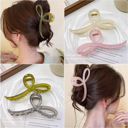 Jelly Color Bow Hair Claw Clip For Women Nonslip Hold - Smarsty