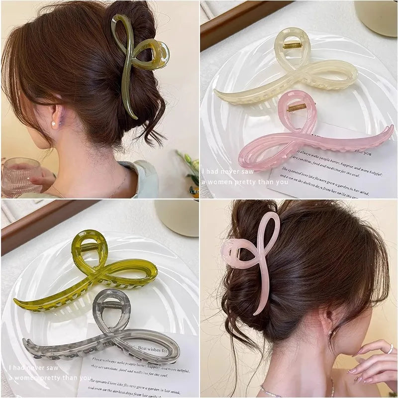 Jelly Color Bow Hair Claw Clip For Women Nonslip Hold - Smarsty