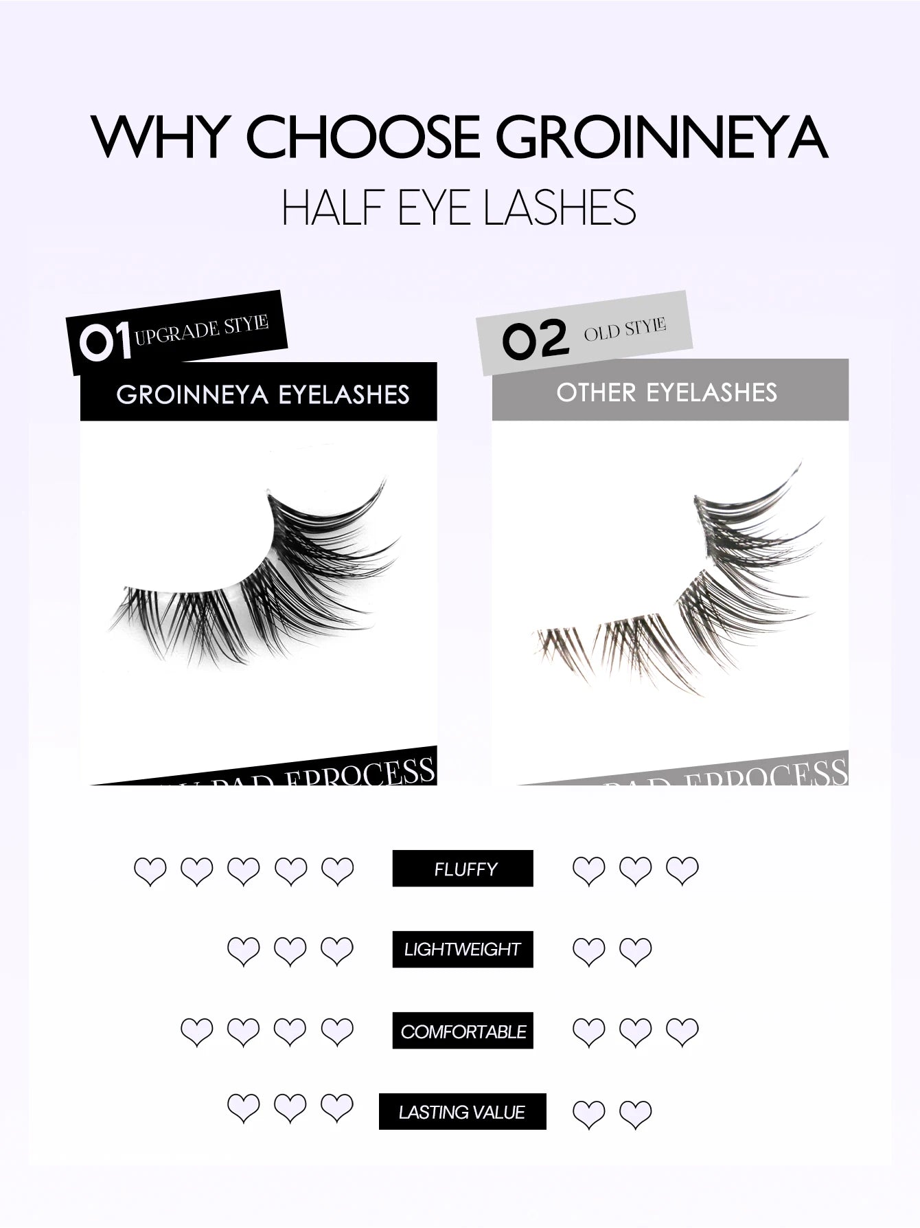 GROINNEYA Soft Natural Cat Eye Faux Mink Lashes - Smarsty