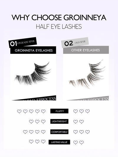GROINNEYA Soft Natural Cat Eye Faux Mink Lashes - Smarsty