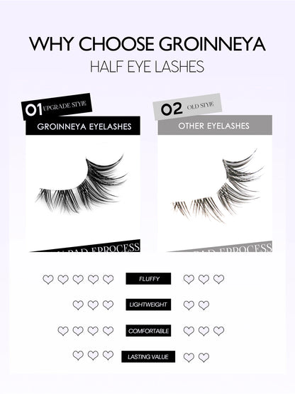 GROINNEYA Soft Natural Cat Eye Faux Mink Lashes - Smarsty