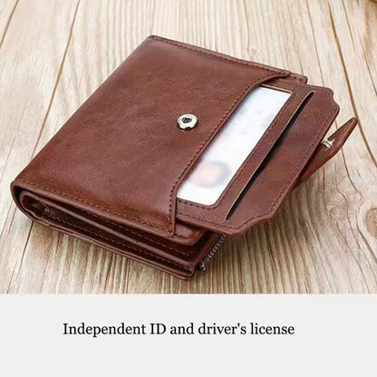 Men's Coin Purse Wallet RFID Anti-theft Man Leather Wallet Zipper Business Card Holder Money Bag Wallet Male - Smarsty