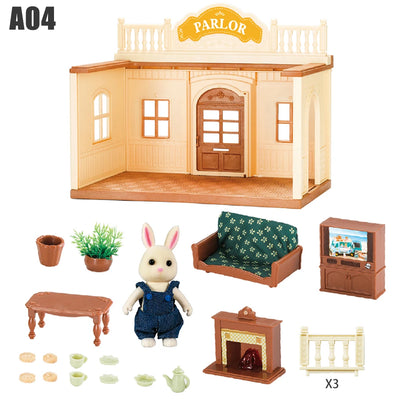 1/12 Dollhouse Furniture Family House Villa Simulate Forest Rabbit Animal Family Miniature Scene Toy Display Furniture Toy Gift by Smarsty