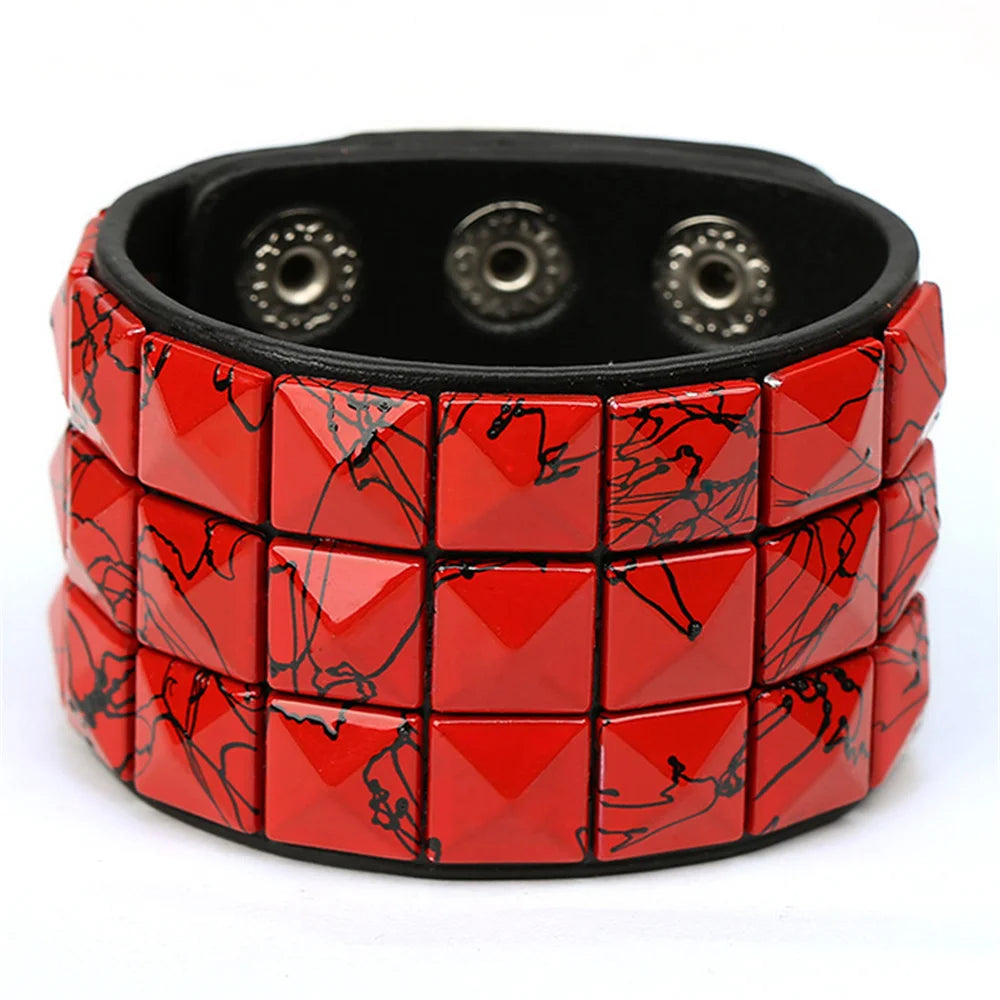 Unisex PU Leather Punk Bracelet With Spikes And Skull - Smarsty