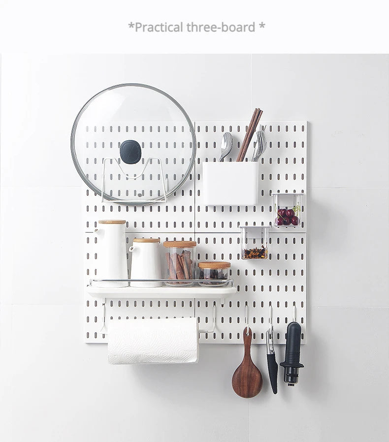 New DIY Pegboard Accessories Hanging Shelf Storage Hooks Wall Organizer No Punching Crafts Organization For Garage Kitchen Room
