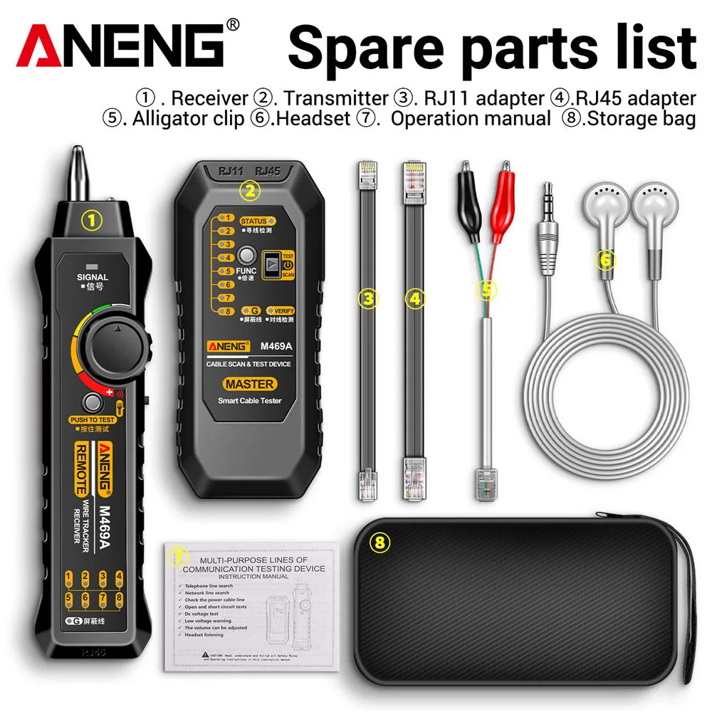 ANENG M469A Network Cable Tester with Line Tracking Feature - Smarsty