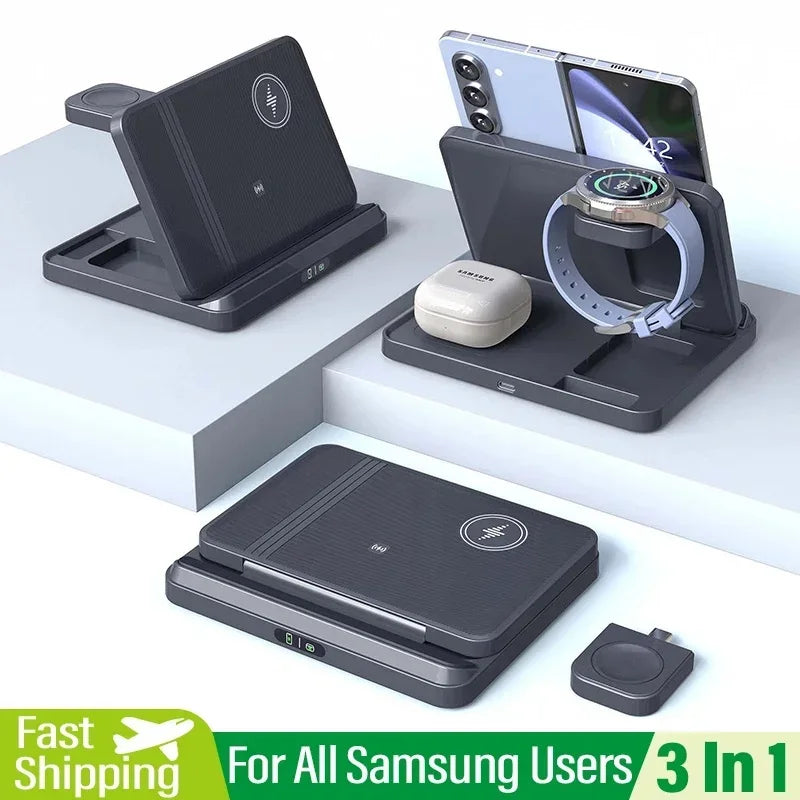 3 In 1 Wireless Charger Stand With Fast Charging Dock - Smarsty
