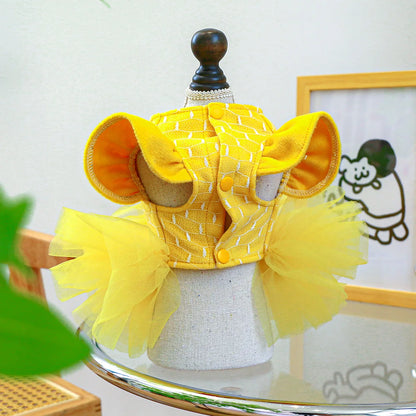 Yellow Flying Sleeve Dog Princess Dress for Autumn Winter - Smarsty