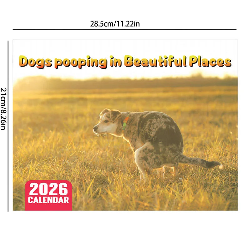 2026 Pooping Dog Calendar-Year Monthly Planner & Agenda Schedule Organizer Wall Calendar Funny Party Gag Gifts for Friends - Smarsty