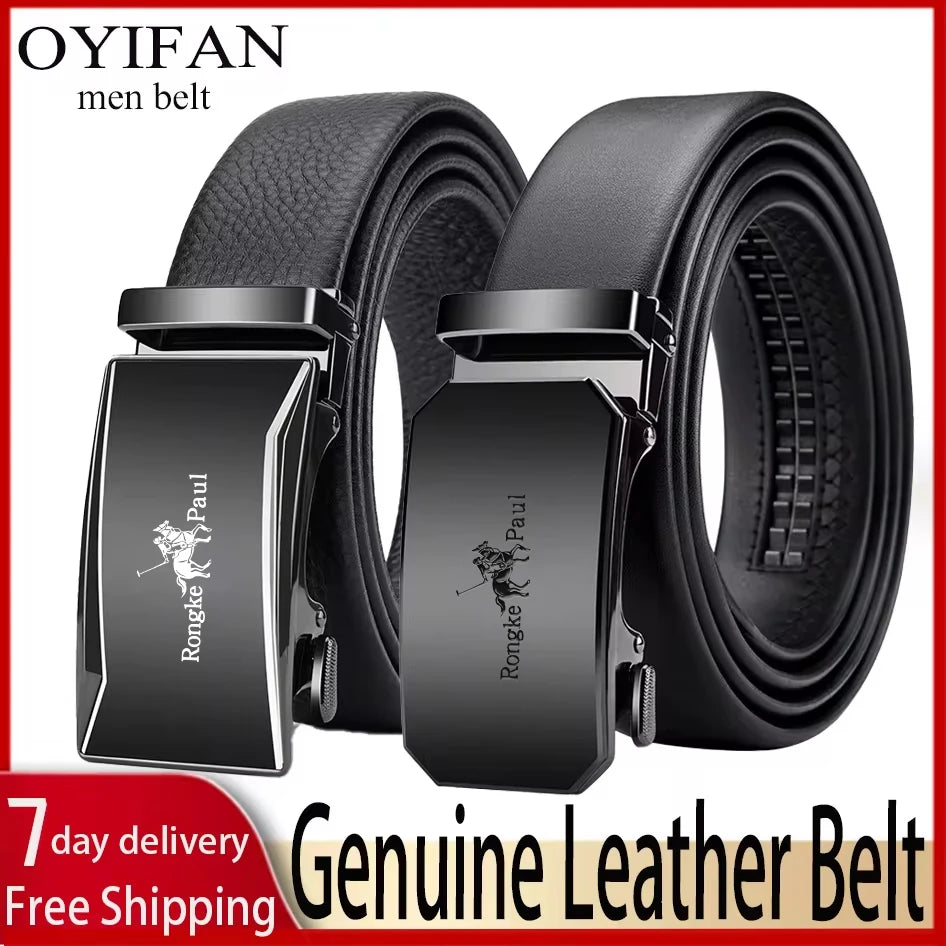 OYIFAN Genuine Leather Men Belt Adjustable Automatic Buckle - Smarsty
