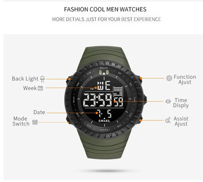 SMAEL Waterproof Digital Sports Watch with Big Dial - Smarsty