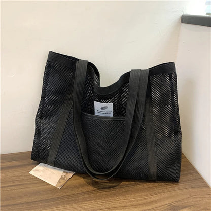 Transparent Mesh Shoulder Bag for Travel and Beach - Smarsty