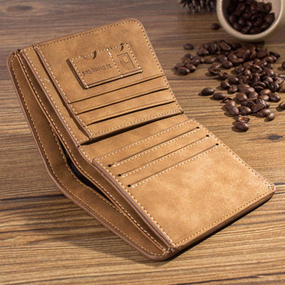 New Men Wallets Credit Card/ID Holder Vintage Brand Male Wallet High Quality PU Leather Photo Holder Foldable Short Men Purse - Smarsty