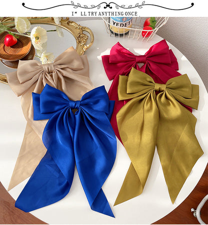 Trendy Solid Color Satin Ribbon Hair Bows for Women - Smarsty