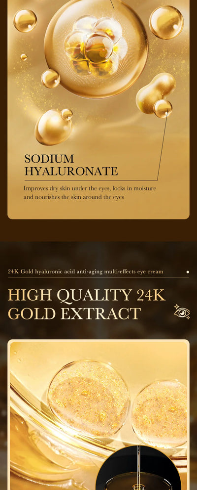 24k Gold Hyaluronic Acid Eye Cream for Dark Circles and Puffiness - Smarsty