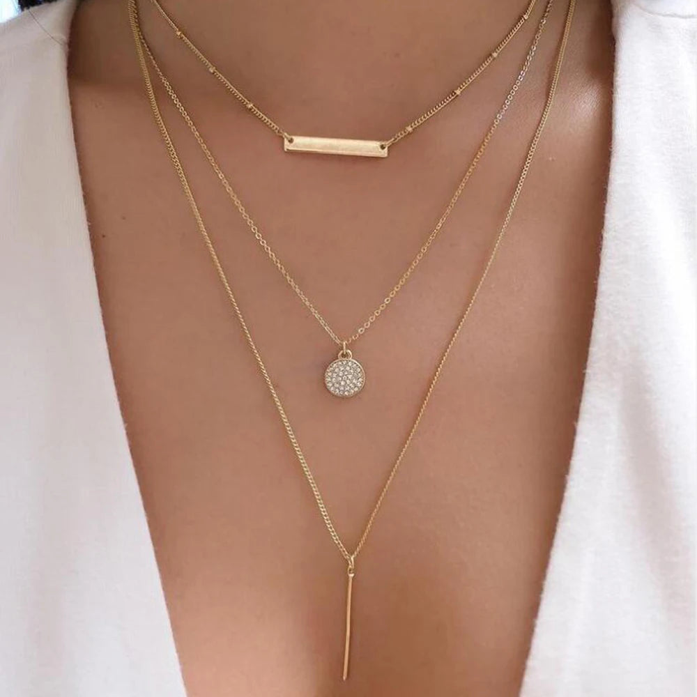 Vintage Gold Boho Layered Necklace Set for Women - Smarsty