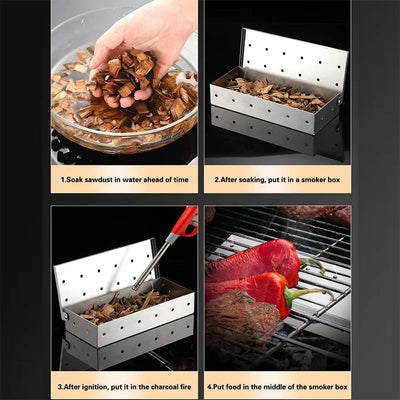 Stainless Steel Smoker Box for Flavorful BBQ Grilling - Smarsty