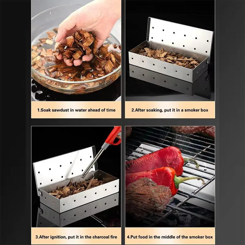 Stainless Steel Smoker Box for Flavorful BBQ Grilling - Smarsty