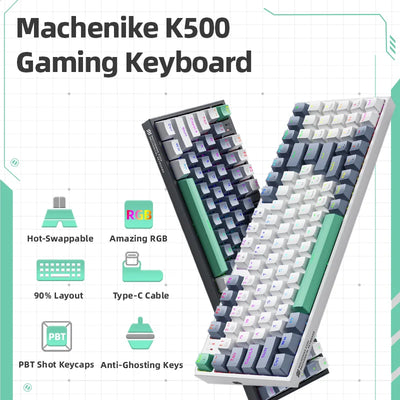 Hot Swappable 94 Key Mechanical Keyboard With RGB Lighting - Smarsty