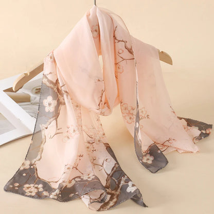 Women Print Chiffon Scarf Lightweight Sunscreen Shawl Wrap - Smarsty