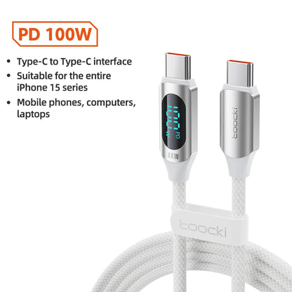 Toocki Type C to Type C Cable 100W PD Fast Charging Charger USB C to USB C Display Cable For Xiaomi POCO F3 Realme Macbook iPad - Smarsty