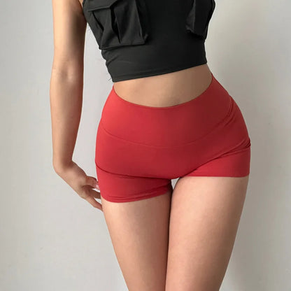 GymHUB Hip lifting fitness yoga shorts three-quarter pants female high-waisted peach nude running sports quick-drying anti - Smarsty