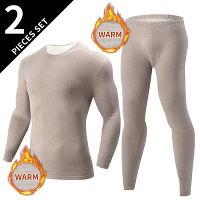2/4 Pcs Men's Solid Color Simple Autumn And Winter Thermal Underwear Comfortable And Casual Bottoming Underwear Teenagers Pajama - Smarsty