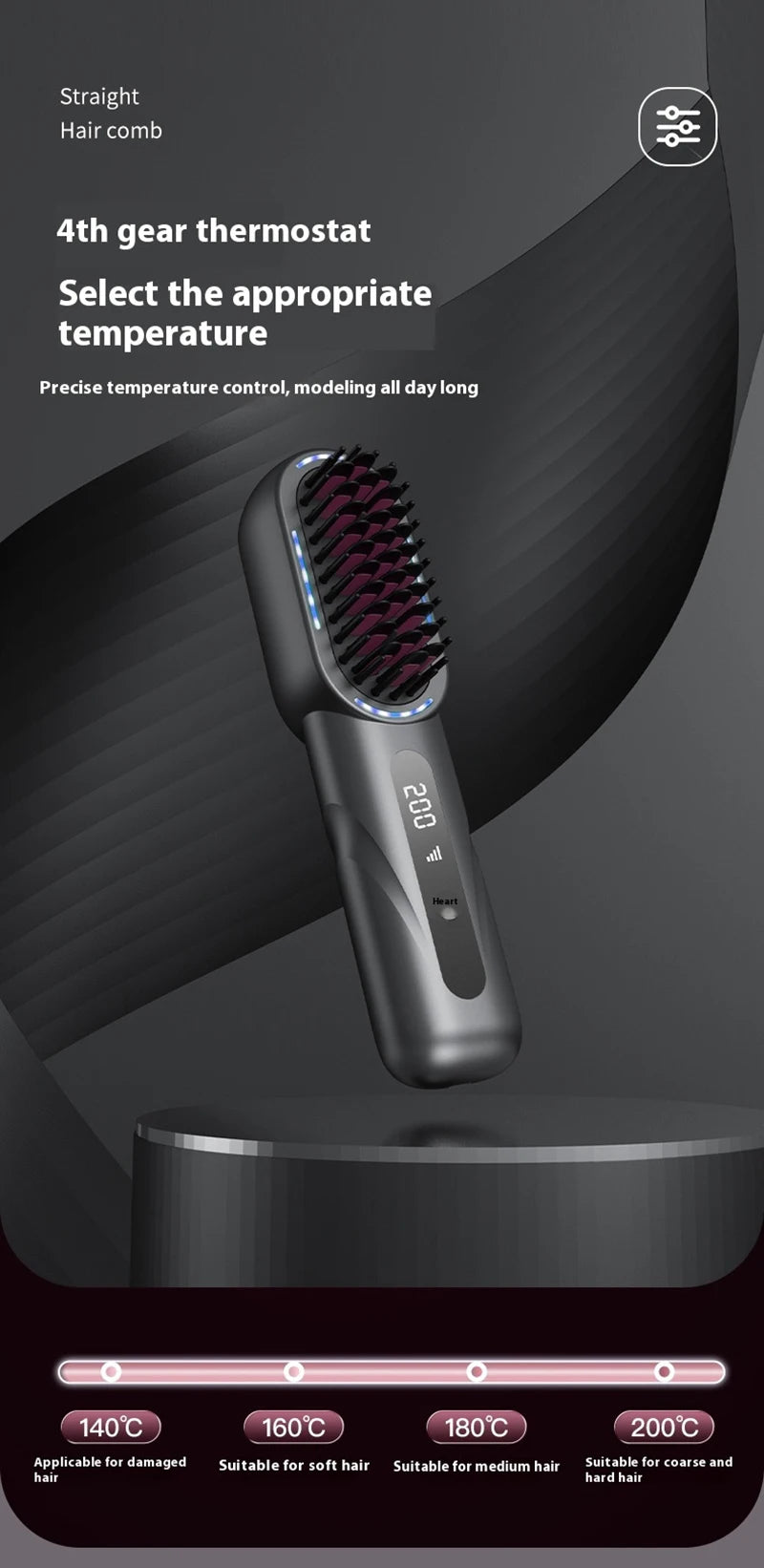 Wireless Hair Straightener Comb with Negative Ions - Smarsty