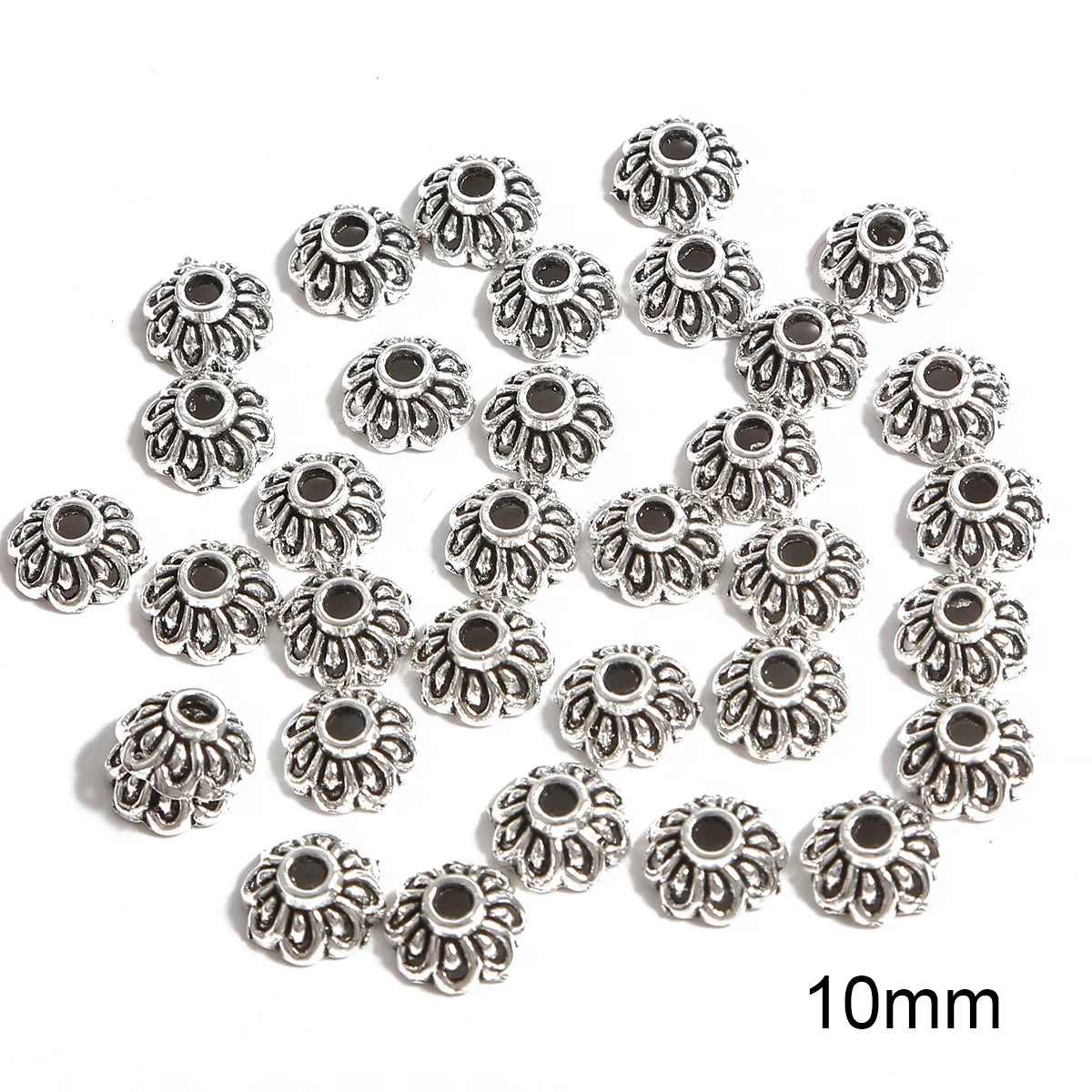 50pcs Tibetan Silver Leaf Flower Bead Caps for Jewelry Making - Smarsty