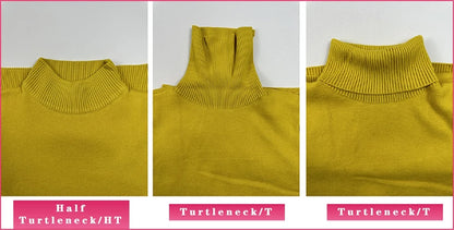 Turtleneck Winter Sweater Women Elegant Thicken Velvet Lined Warm Sueter Knitted Pullover Slim Tops Jersey Knitwear Jumper New - Smarsty