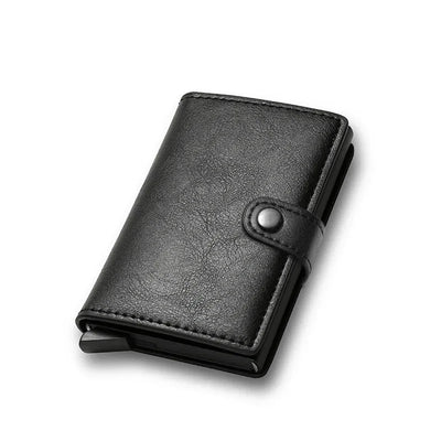 Carbon Fiber Credit Card Holder Wallet Men Rfid Smart Metal Thin Slim Pop Up Minimalist Wallet Small Black Purse Metal Vallet - Smarsty