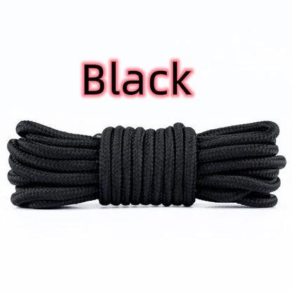2pcs/ Pair Round Solid Polyester Black Brown Shoelaces For Marten Boot Women Men Outdoor Hiking Boots Sports Shoes Lace Strings - Smarsty