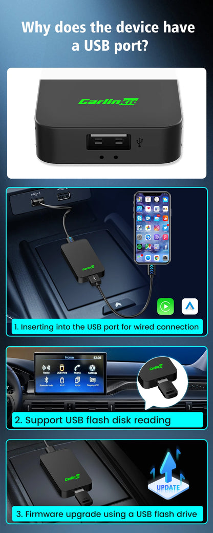 Wireless CarPlay Android Auto Adapter For All Cars Spotify - Smarsty