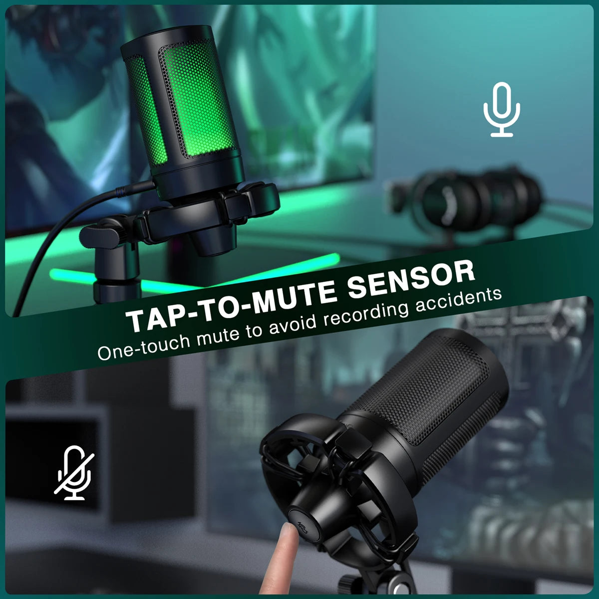 AmpliGame RGB USB Gaming Microphone with Mute Feature - Smarsty