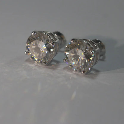Moissanite Studs 0.5 To 2Ct Sterling Silver Screw Back - Smarsty