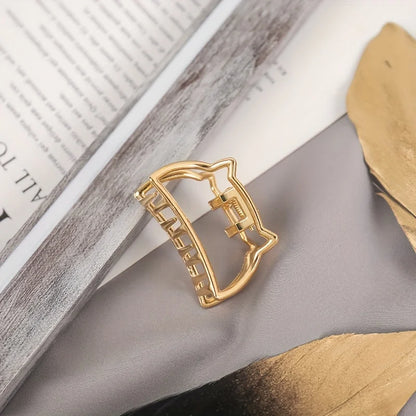 Gold Hollow Heart Mini Hair Claw Non Slip Grip Barrette - Smarsty